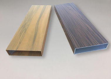 High Precision Seamless Aluminium Tube Profiles Wood Color Surface Decoration